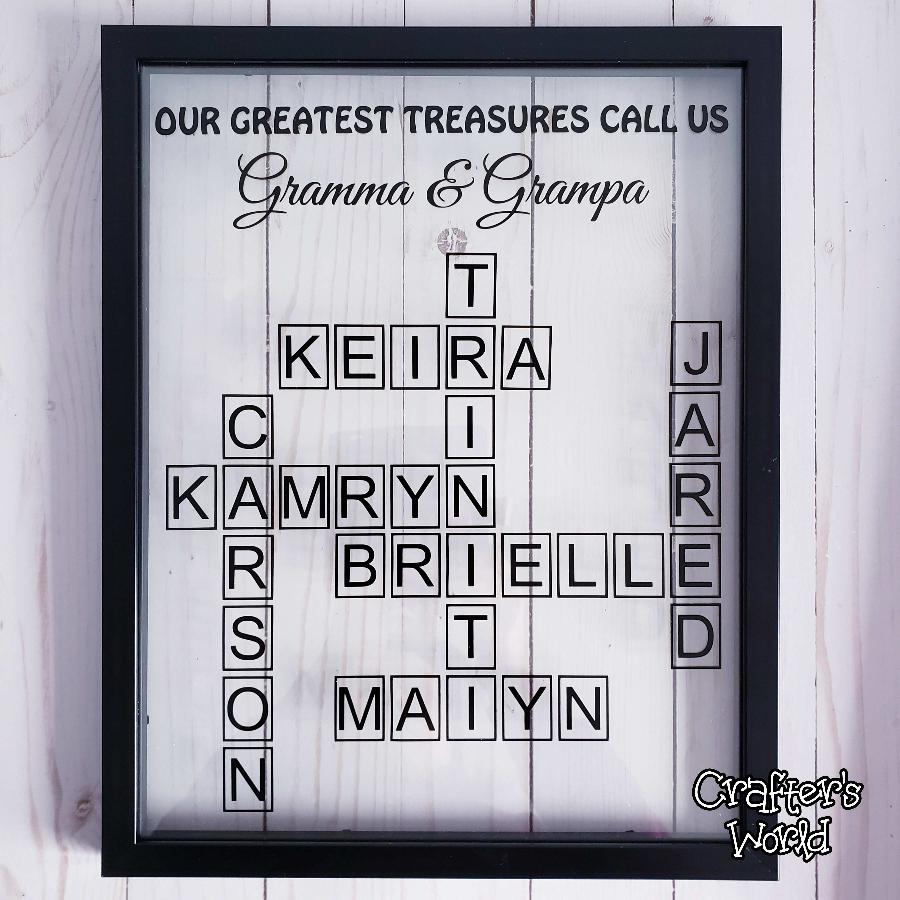 Crafter's World Custom Floating Frame Crossword Family Member Names