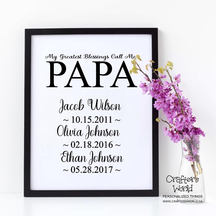 Crafter's World Custom Print Papa Framed