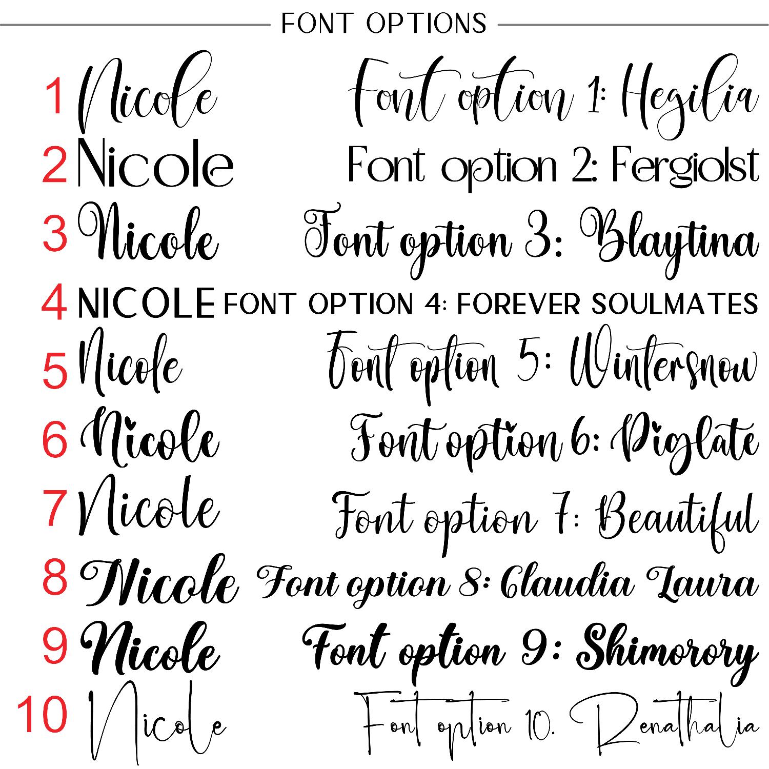 Crafter's World Custom Mug Font Options