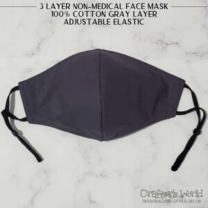 Crafter's World 3 Layers Non-Medical Mask 100% Cotton Gray Layer