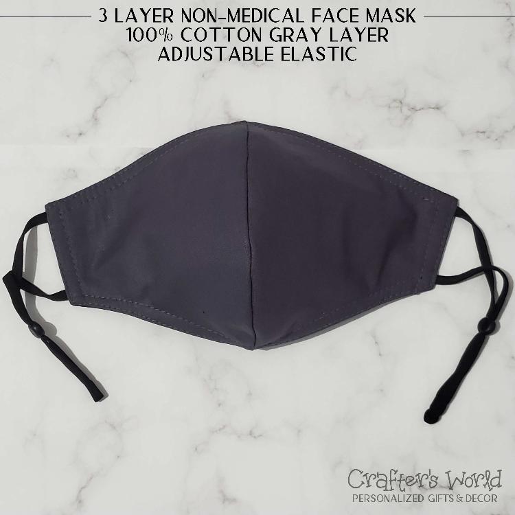Crafter's World 3 Layers Non-Medical Mask 100% Cotton Gray Layer
