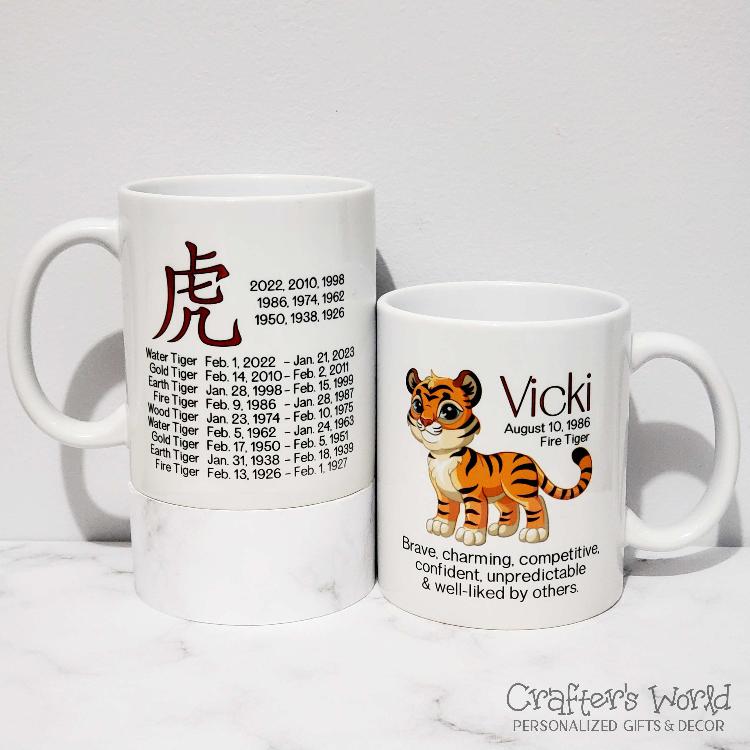Crafter's World Chinese Zodiac Mug Tiger Vicki Front and Back