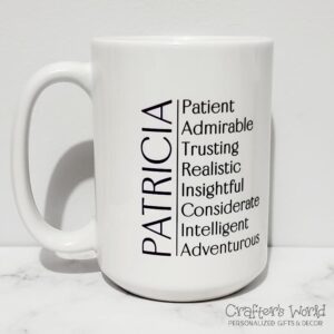 Crafter's World Custom Mug Name Adjective Personality Traits Patricia