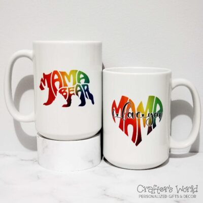 Crafter's World Custom Mug Mama Bear Rainbow Colors