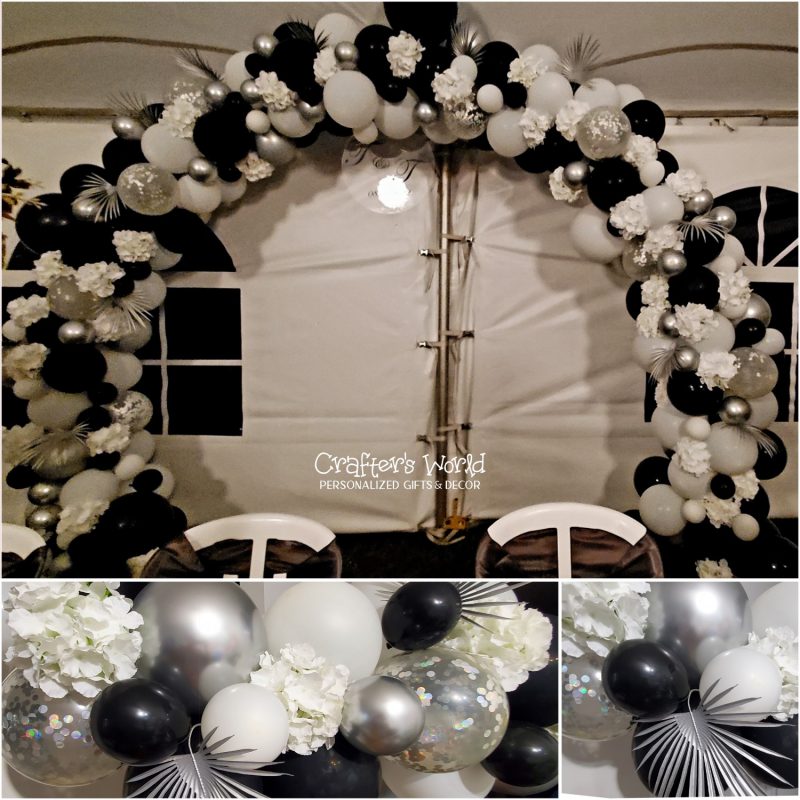Crafter's World Event Decor Black White and Silver Balloon Arch 10 Feet